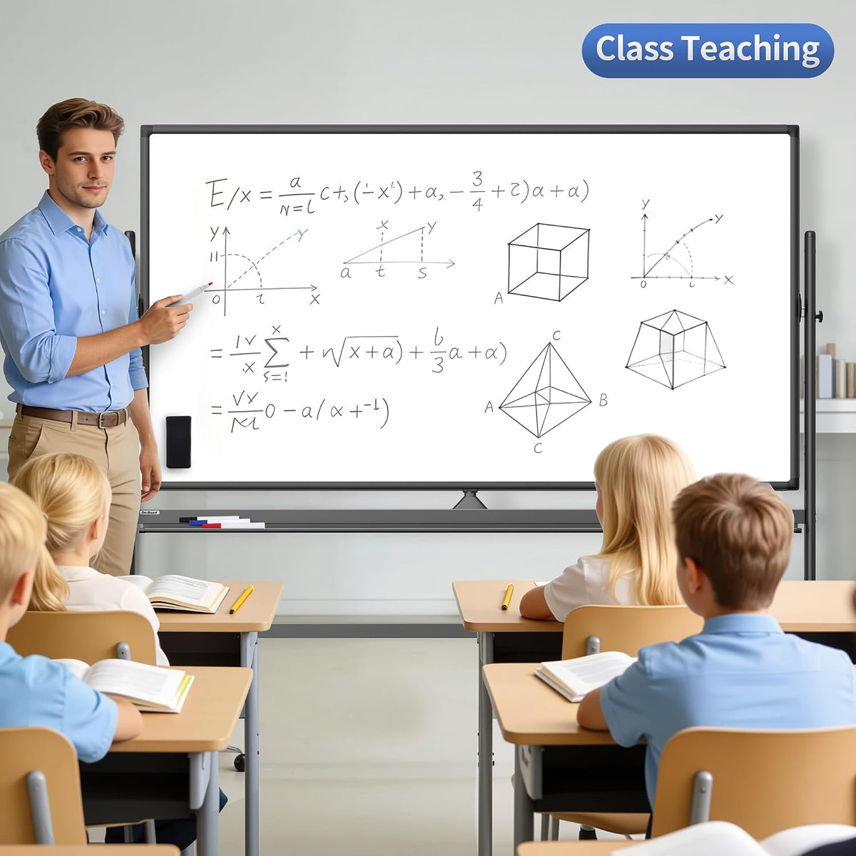 Large 72x40 Inch Mobile Whiteboard,Double-Sided Magnetic Dry Erase Board