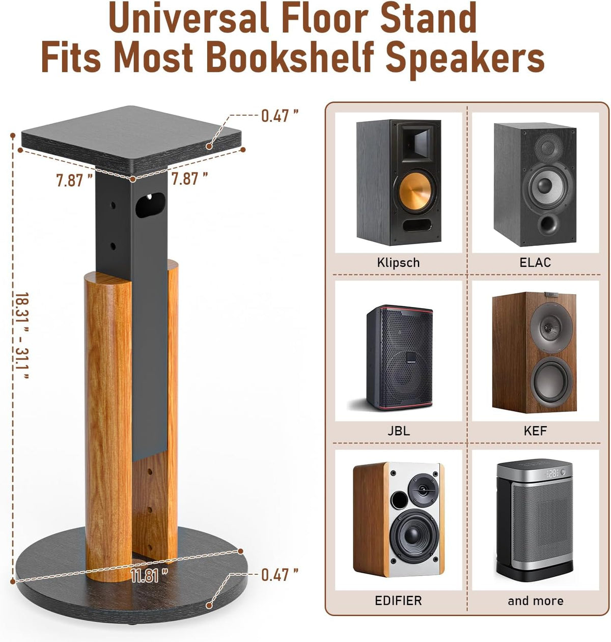 Universal Speaker Stands Pair for Bookshelf Studio Monitor Home Speakers