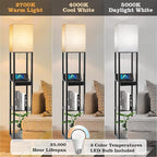 Floor Lamp with Shelves, RUNTOP LED Shelf Floor Lamp with Wireless Charger & 2 - Image 3