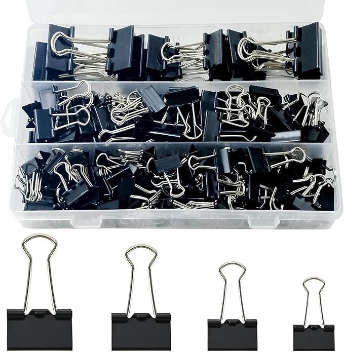 170 Pcs Binder Clips Assorted Sizes, Small Binder Paper Clips by Unknown