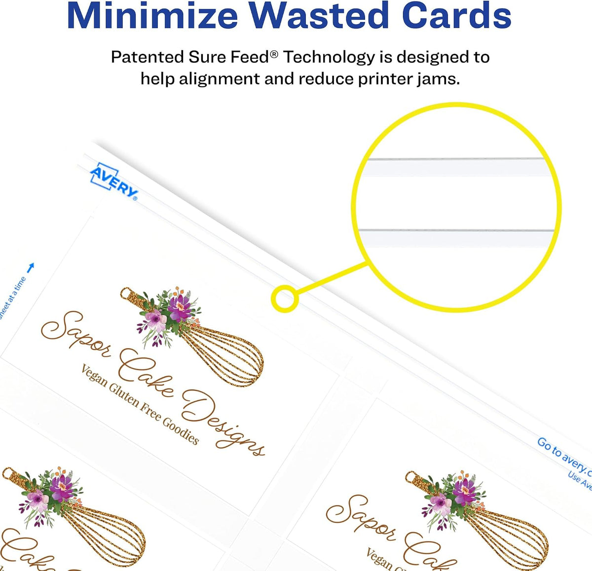 avery clean edge business cards, 2" x 3.5", side view