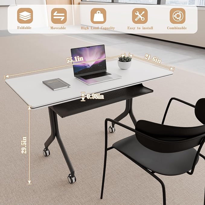Goakwwuz Conference Room Table, Folding Conference Tables, Thicken Grey Tabletop - Image 2