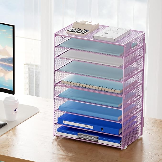 Marbrasse Paper Organizer Letter Tray, 9 Tier Mesh File Organizer - Image 6