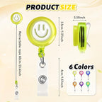 6Pcs Cute Badge Reel Set – Happy Face Retractable Badge Holder - Image 2