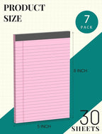 Aidunmis 7pcs Small Note Pads 5x8 Legal Pads Pink Notepad 5x8 College Ruled - Image 2