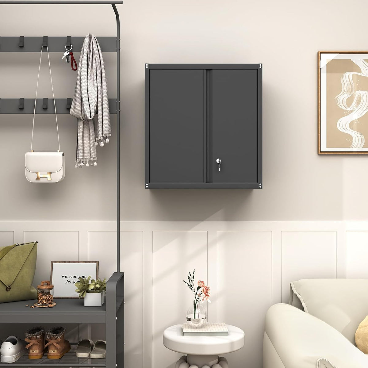 greatmeet locking metal garage wall cabinet with doors, package contents