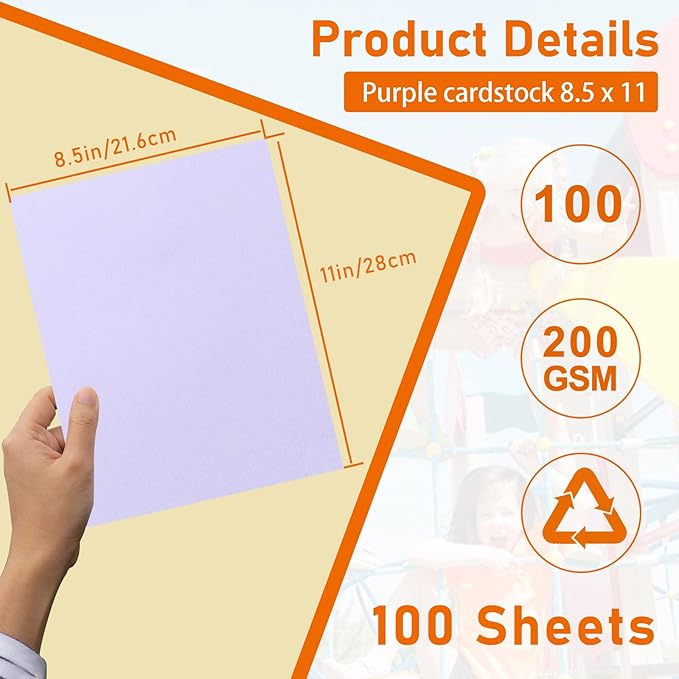 100 Sheets Purple Cardstock 8.5 x 11 Craft Paper, 75lb Light Purple Card Stock - Image 2