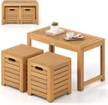 tangkula acacia wood outdoor coffee table with stools, main product view