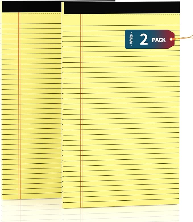 Legal Pads 8.5 x 14 Note Pads, 2 Pack Writing Pads Wide Ruled Notepads by NotePads