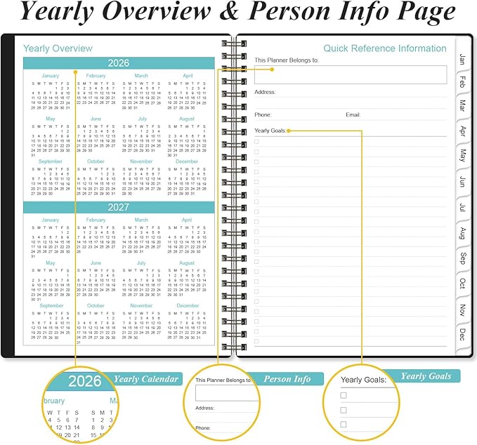 Planner 2026 - A5 Weekly & Monthly Planner Spiral Bound, January 2026 - - Image 5
