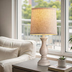 22" farmhouse table lamps set of 2, rustic, front angle view
