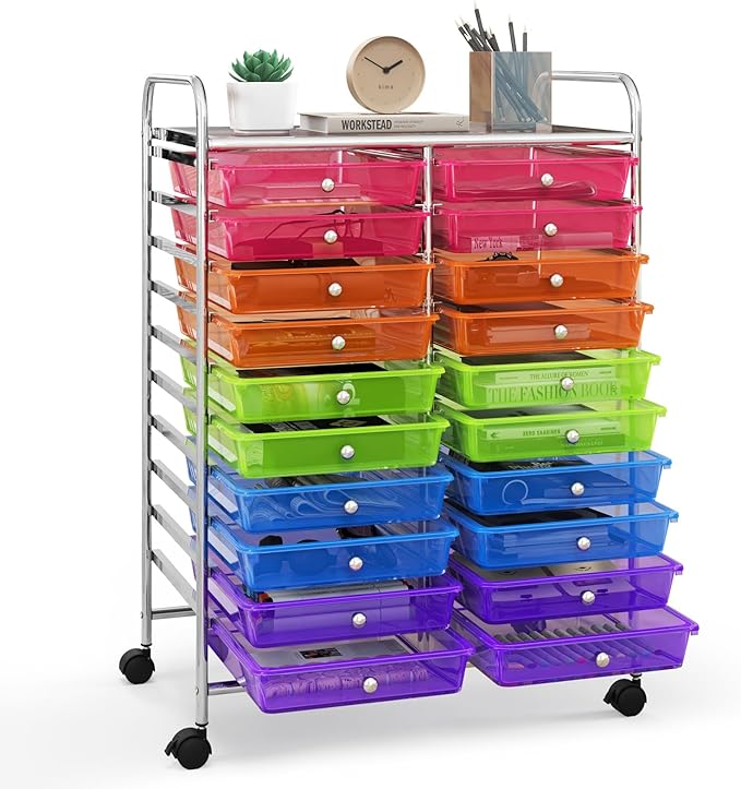 Happygrill 20-Drawer Organizer Cart Tools, Mobile Utility Storage Cart by HAPPYGRILL