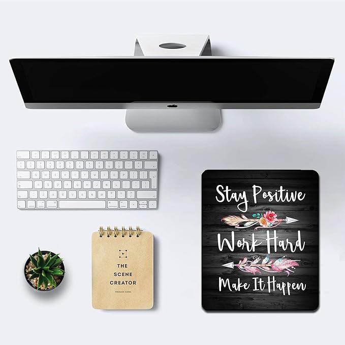 IMAYONDIA Rustic Black Wood Grain Mouse Pad, Mousepad Inspirational Quotes - Image 6