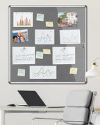 Mifuro 38"x38" Enclosed Bulletin Board, Lockable Weather-Resistant Aluminum - Image 2