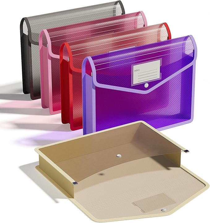 ThinkTex Plastic Expanding File Folder, Transparent envelopes by ThinkTex
