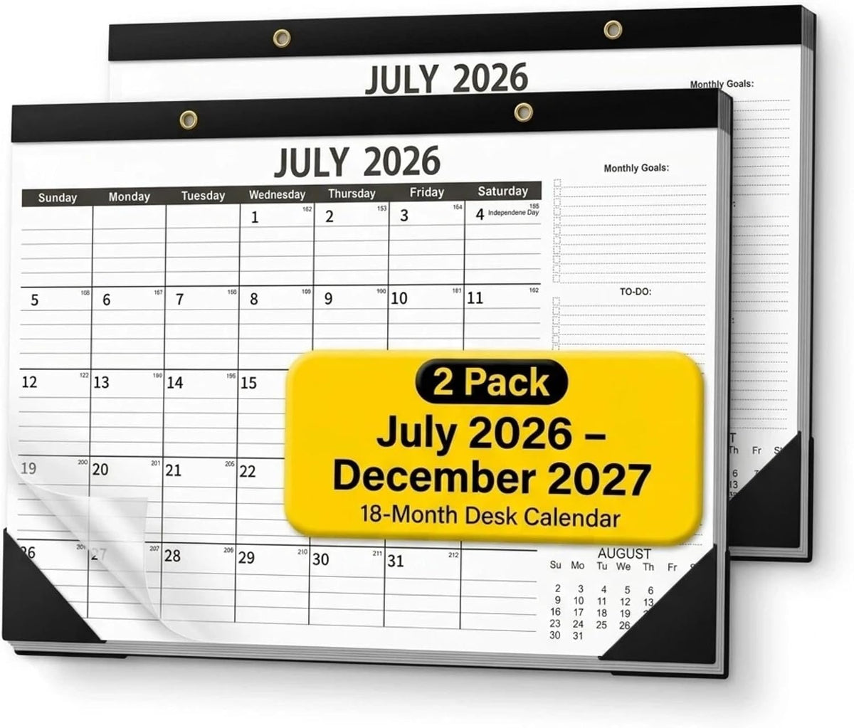 Calendar 2026-2027 (2 Pack) - 18 Month Desk Calendar 2026-2027(July 2026 - De...