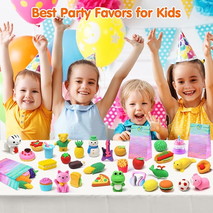 Palmatte 140PCS Mini Animal Erasers Bulk Kids Prizes Treasure Box Toys - Image 8