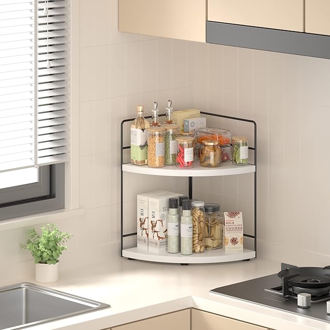 ZGO 2-Tier Bathroom Counter Organizer, Corner Skincare Organizers, Bathroom - Image 6