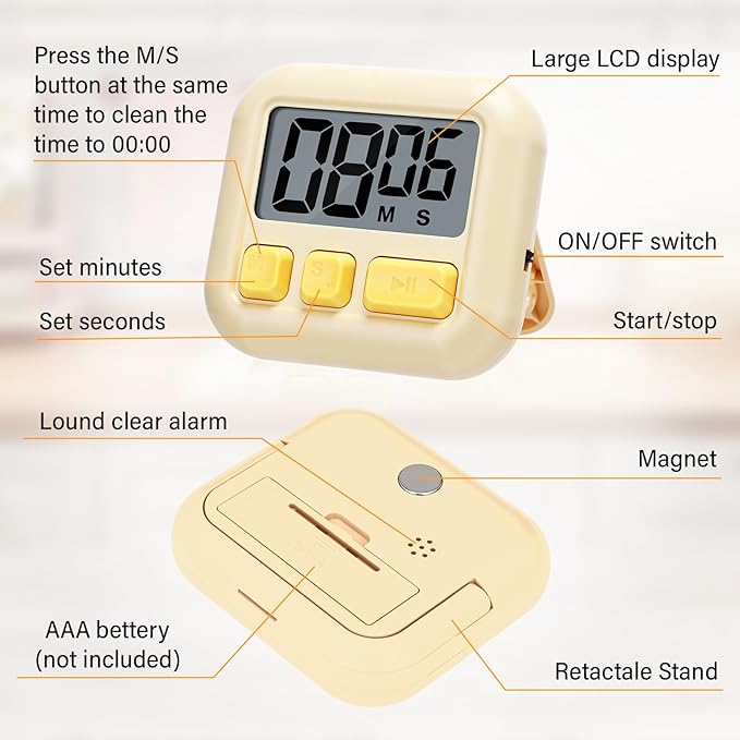 Weewooday 24 Pcs Digital Kitchen Timer Magnetic Timer Bulk On/Off Switch Minute - Image 3