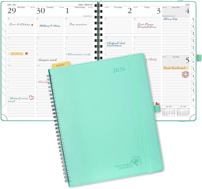 POPRUN 2026 Planner with Hourly Schedule, Vertical Layout by POPRUN
