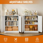 BESFUR Metal Storage Cabinet, Garage Storage Cabinet with 2 Adjustable Shelves, Locking Short Storage Cabinet for Office Garage Home, White Metal Cabinets (36" H x 31.5" W x 16" D)