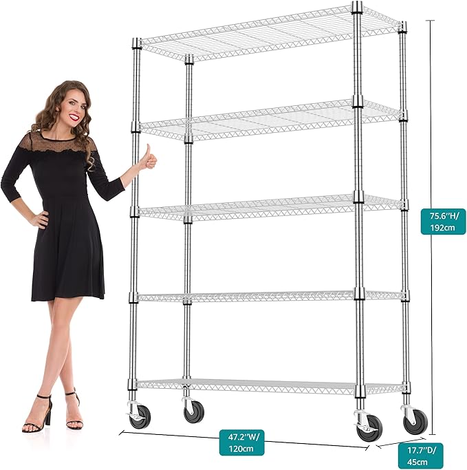 M MZG 5 Tiers Shelf 1750 lbs Steel Storage Shelving Utility Shelving Unit Steel - Image 3