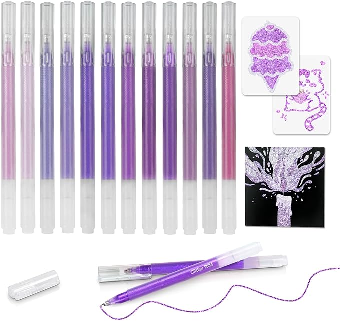 CAISEXILE 12 Purple Glitter Gel Pens Set, 1.0 mm Fine Point by CAISEXILE