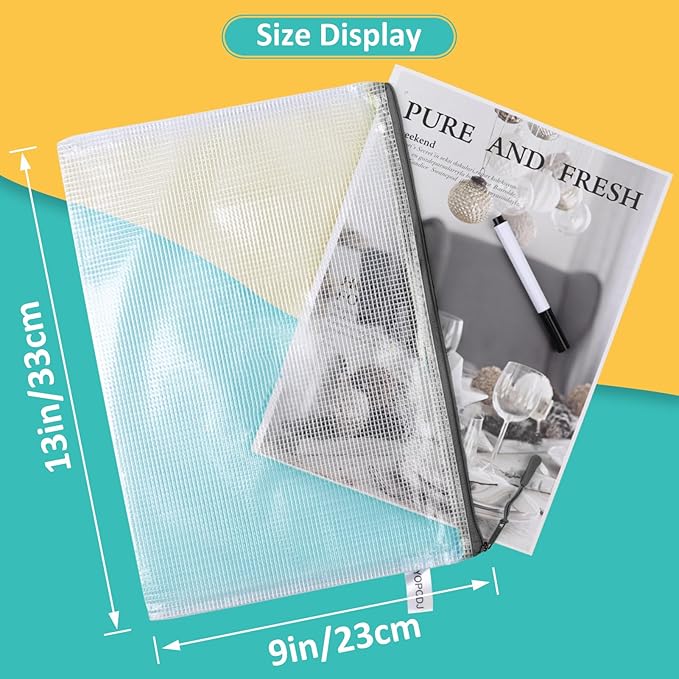 YOPCDJ 12pcs Mesh Zipper Pouch Bags, A4 Puzzle Bag - Image 2