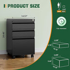 Letaya 3 Drawer Mobile File Cabinet - Image 2