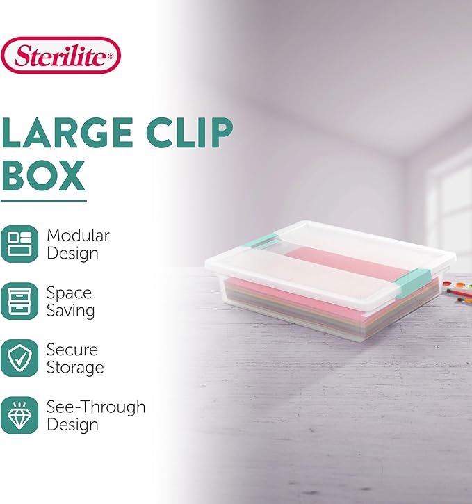 Sterilite 24-Pack Clip Box, Stackable Clear Plastic Bins - Image 2