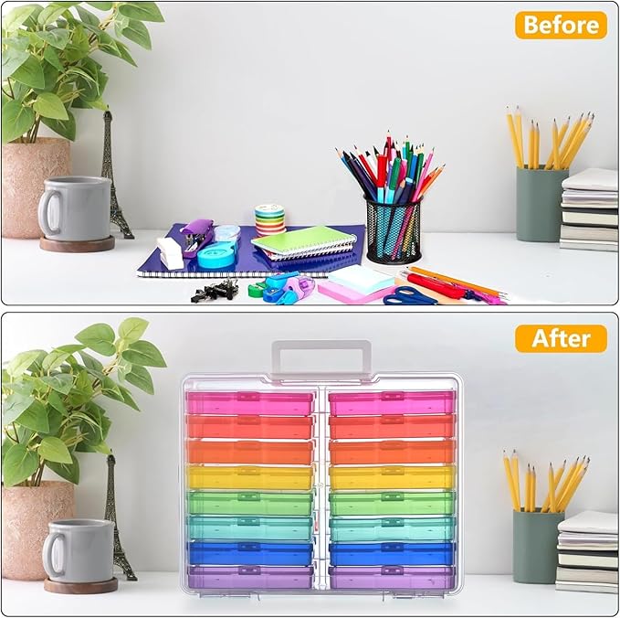 Haundry Photo Storage Box with 16 Inner 4" x 6" Photo Case, Portable Storage - Image 3