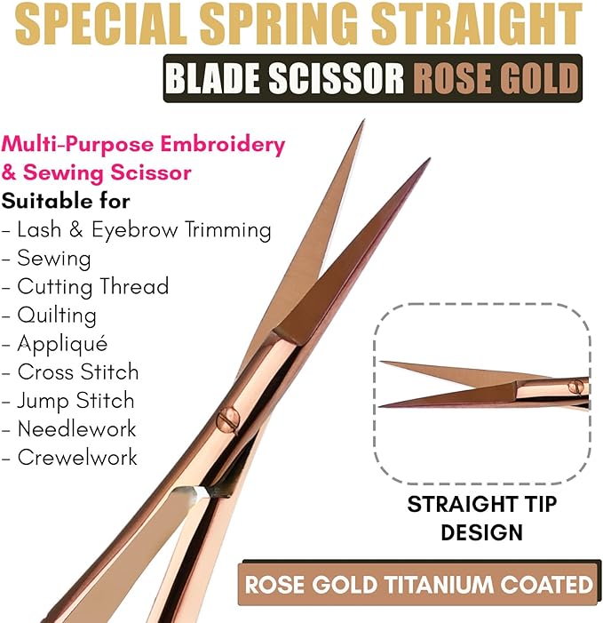 Cross Edge Spring Scissors 5 Inch straight Stainless Steel Precision Eyebrow & - Image 3