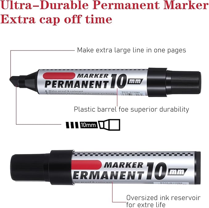 AojSup 20 Pack Jumbo Size Permanent Markers Bulk Permanent Markers Set Chisel - Image 3