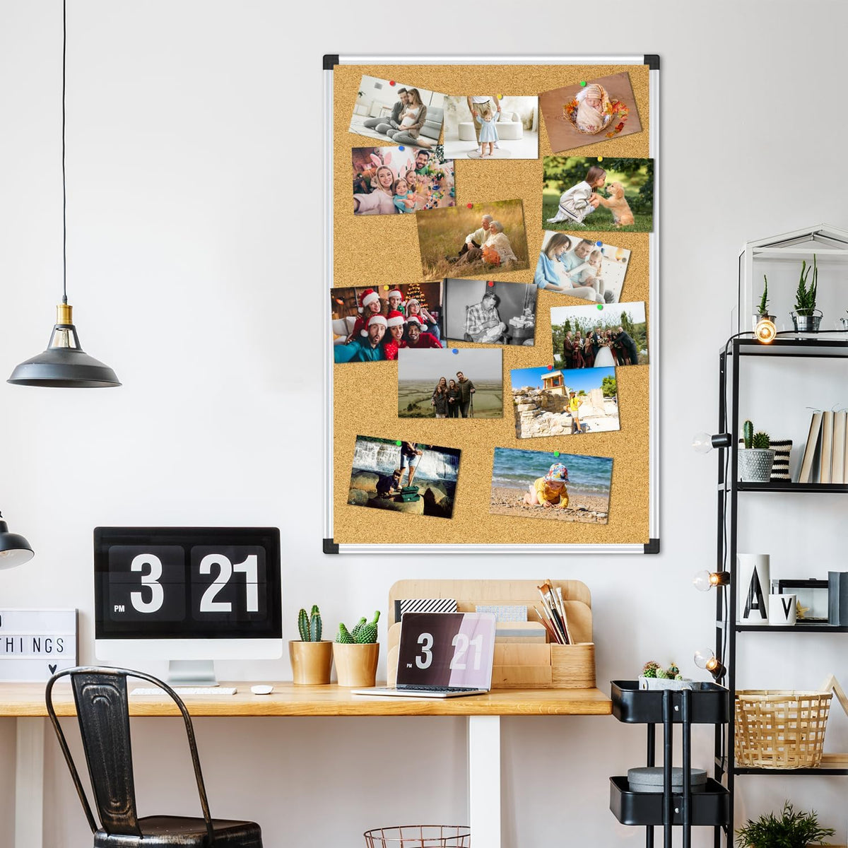 XBoard Cork Bulletin Board 36" x 24", Notice Board with Silver Alum...