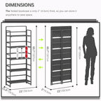 4NM No Assembly 5 Tiers Folding Bookshelf Storage Shelves Vintage Bookcase - Image 2