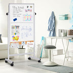 maxtek Rolling White Board, 44x28 Inches Magnetic Cork Board Combo, Portable - Image 7