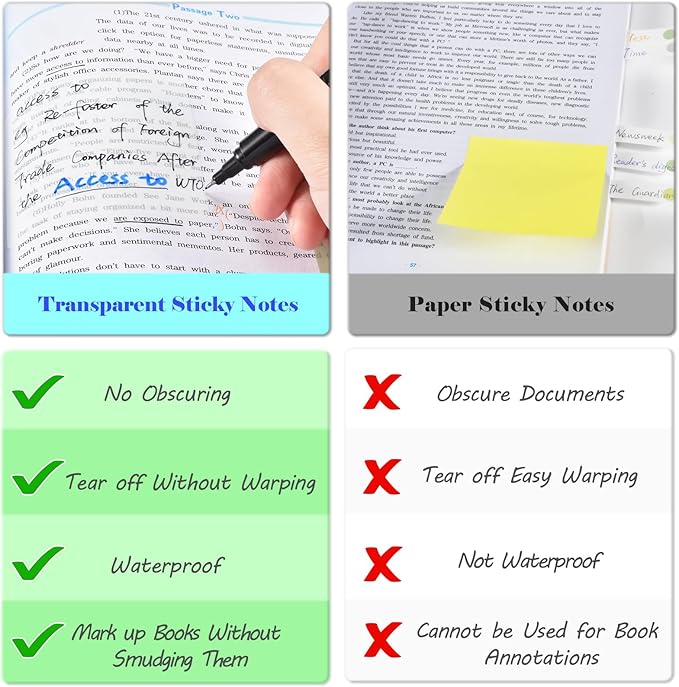 BAYTORY 1300 Sheets Pastel Transparent Sticky Notes, Self-Adhesive Translucent - Image 7