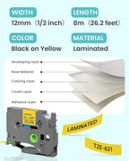 2-Pack Label Maker Tape 12mm 0.47" Yellow Replacement - Image 3