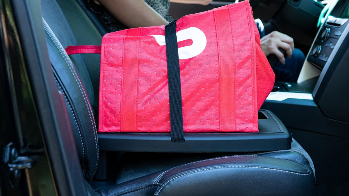 STUPID Car Tray Table with 2 Cup Holders for Passenger Seat - Hot Rod
