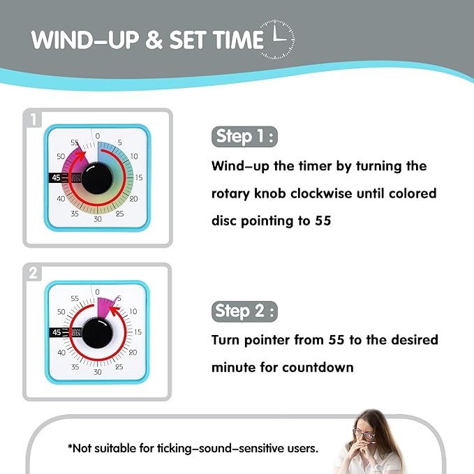 Visual Timer 7.5 inch; 60 Minute 1 Hour Countdown Timer - Image 3
