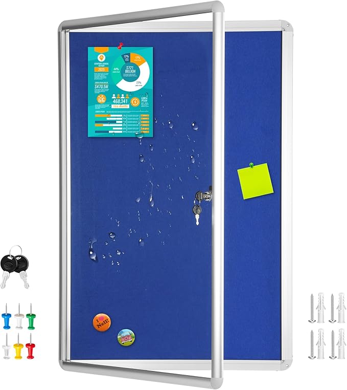 Magula 36"x24" Enclosed Bulletin Board Tamper-Proof Dispaly Case, Aluminium by Magula