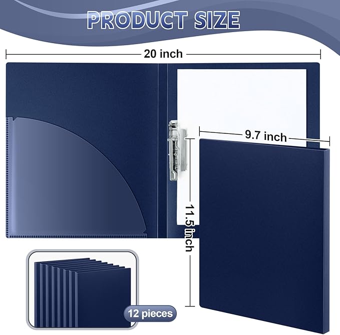 Teling 12 Pack Punchless Clamp Binder Folder 8.5 x 11 Inch Ringless Binder Holds - Image 2