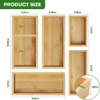 Bamboo Drawer Organizer Set, Junk Drawer Divider and Storage Trays Containers - Image 3