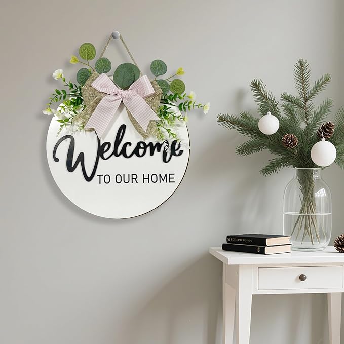 VPDTVK Welcome Sign for Front Door, Rustic Welcome Door Sign Outdoor Wreaths - Image 6