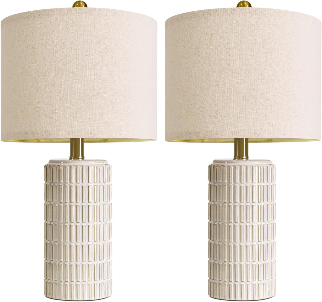 pokat 20.75" small modern ceramic table lamps set, front angle view