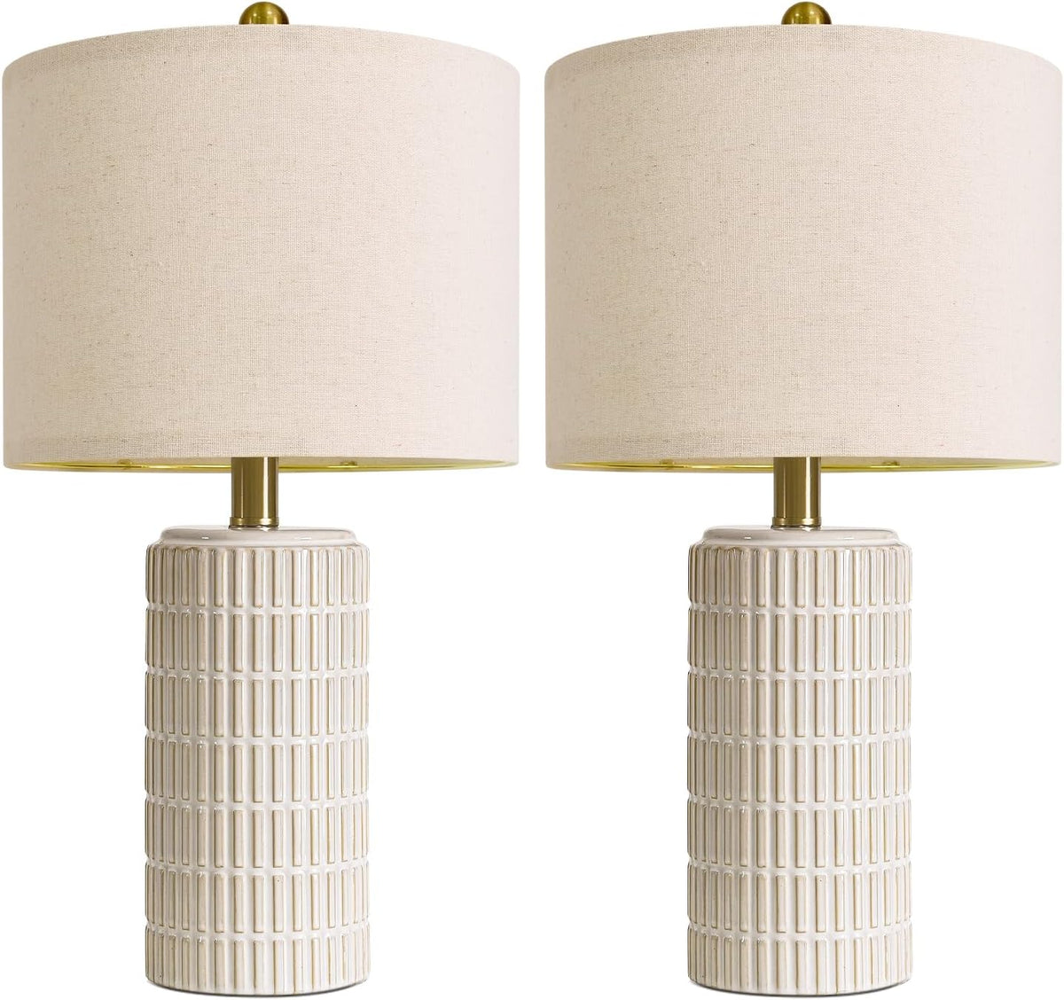 pokat 20.75" small modern ceramic table lamps set, front angle view