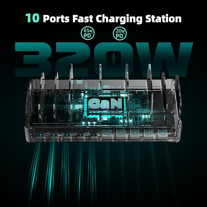 Charging Station for Multiple Devices, Zobirez 10-Port USB C Fast Charger - Image 6