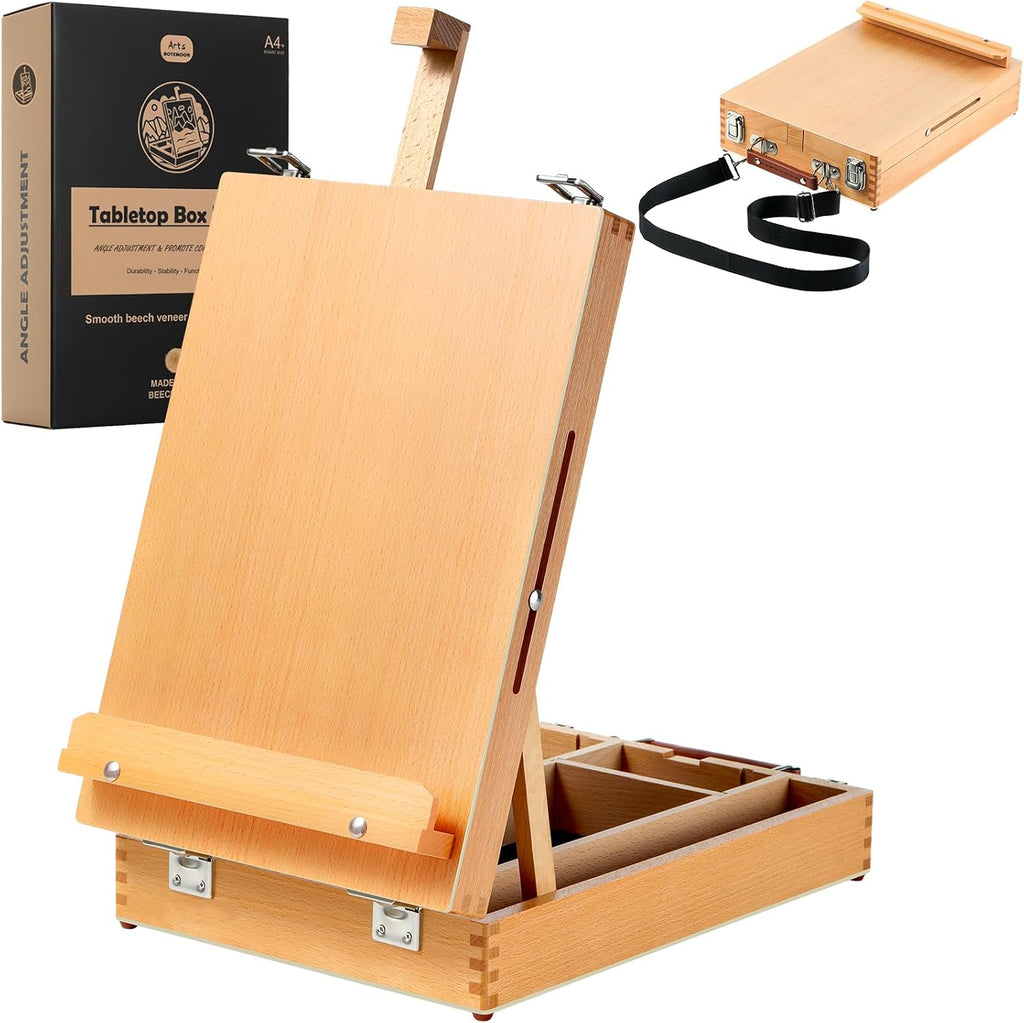 beechwood tabletop easel for painting, portable easel with, main product view