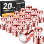 Junarter 20 Pack Magnetic Push Pins, Rose Gold Strong Fridge Magnets, by Junarter