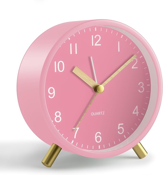 Analog Alarm Clock, 4 inch Super Silent Non Ticking Small Clock by JALL